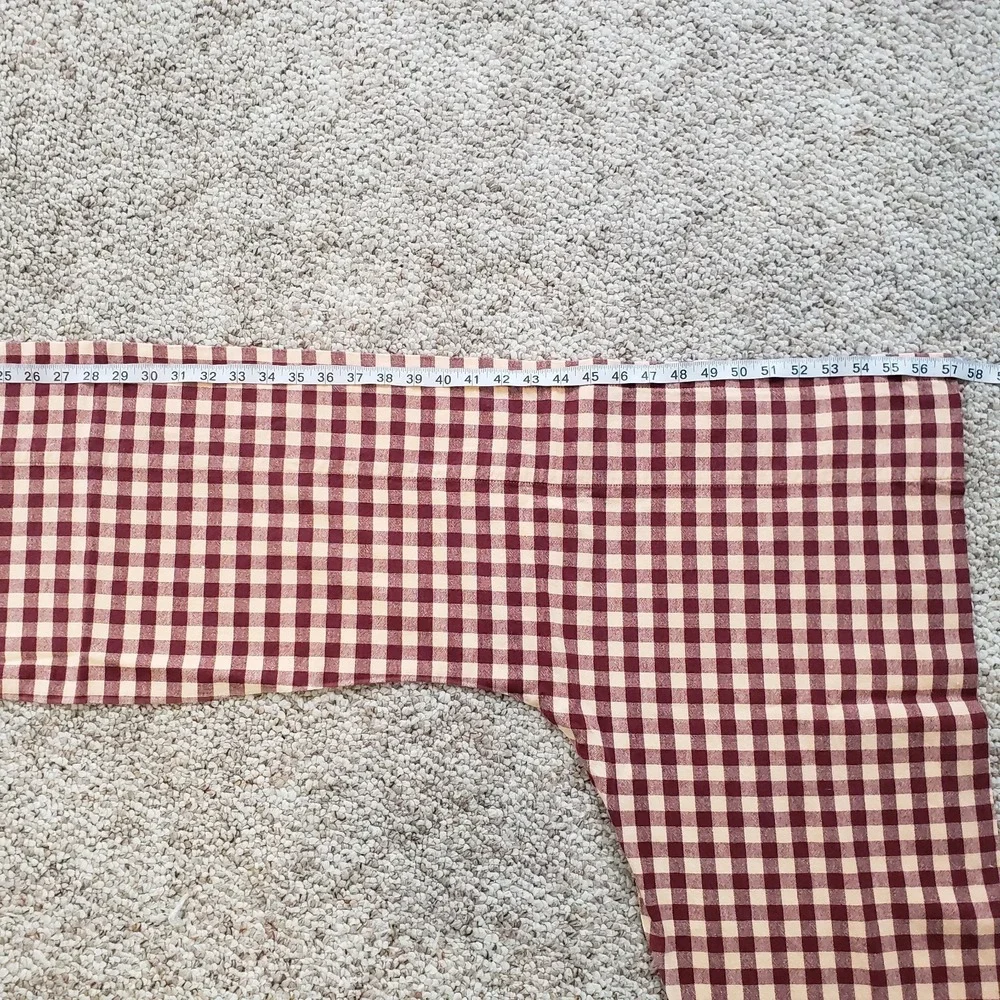 Cottage Country Check Plaid Swag Valances (2) Curtains Lined Cranberry Ivory